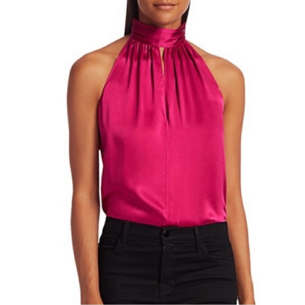 NWOT Generation Love Magenta Silk Jordan Stretch-Silk Choker Top, Size S